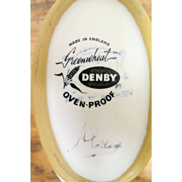 Vintage Denby Stoneware Greenwheat Pattern Gravy Boat W/ Loop Handle - England - Picture 6 of 6